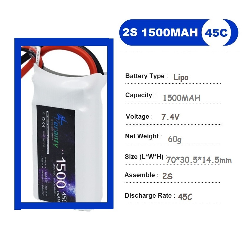 2PCS 7.4V Lipo 2S Battery 1500 - Rc Hobby Helicopter recension och pris