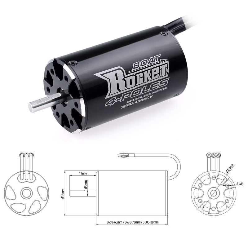 Rockt 3660 3670 3680 3250KV 26 - Brushless Motor 3650 recension och pris